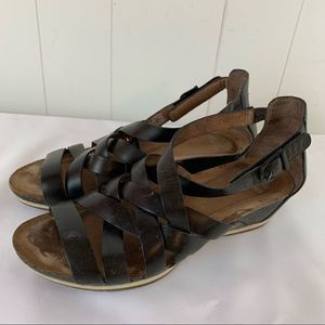 DANSKO Shoes Size 8.5 Womens Verona Vivian Open Toe Leather Black Sandals #0132